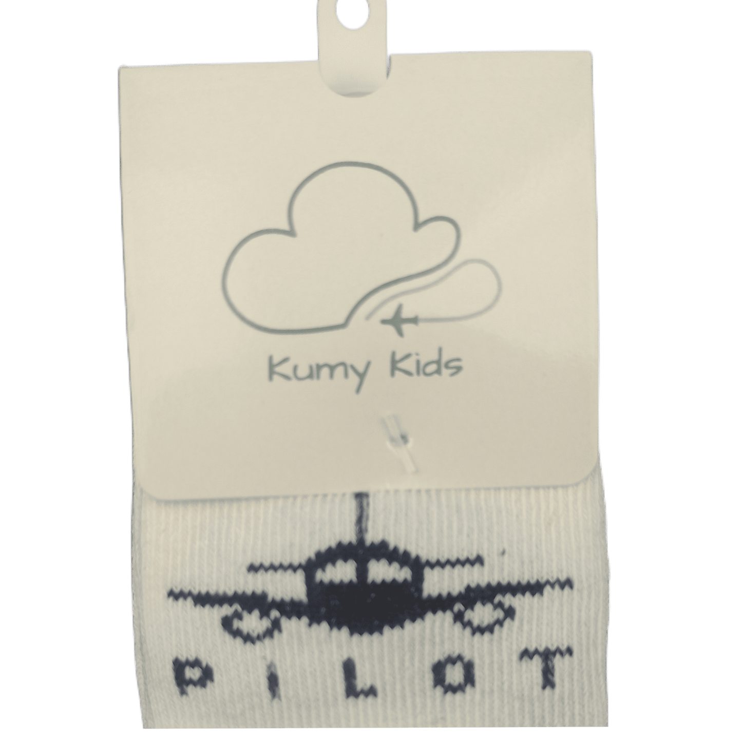Beige baby socks with PILOT aviation design