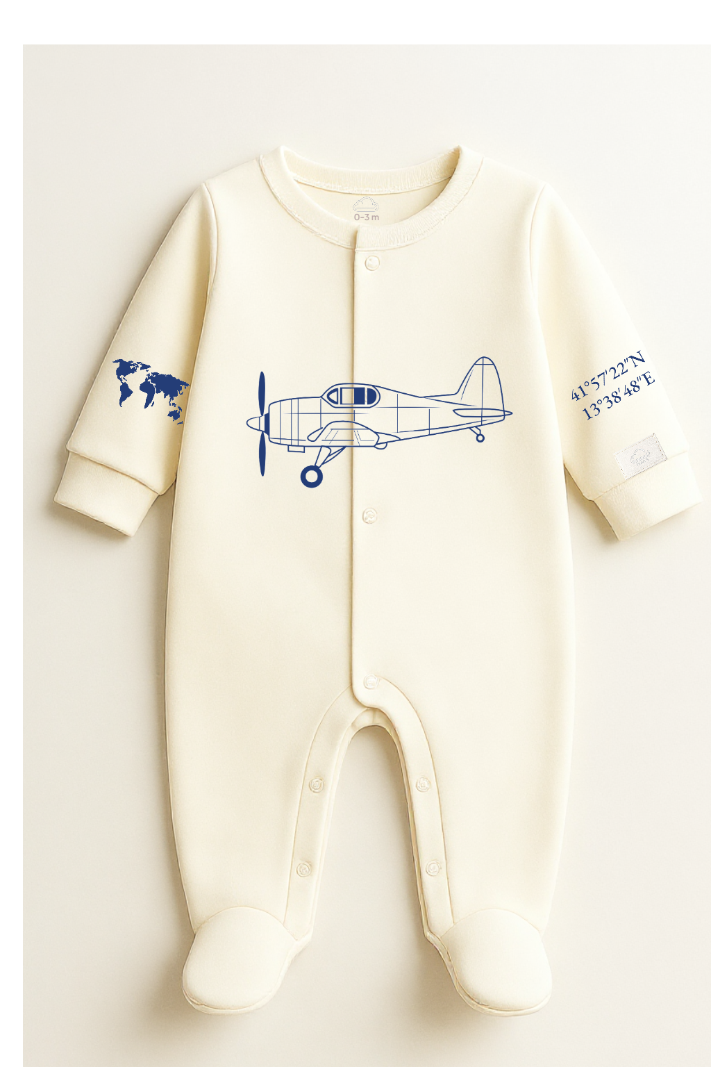 Baby Pilot Sleepsuit 100% Cotton – Airplane Line Art | Kumy Kids®