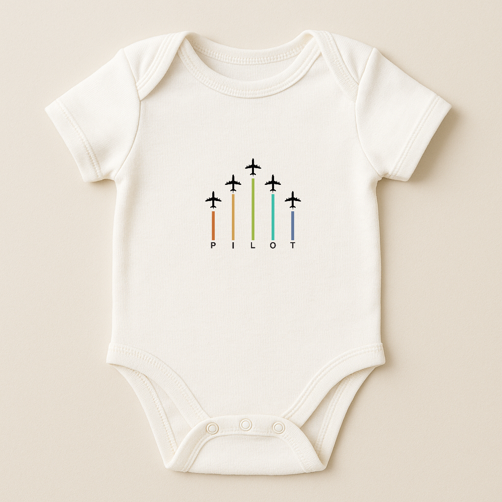 Short Sleeve “Flight Path” 100% Cotton Baby Bodysuit – Kumy Kids®