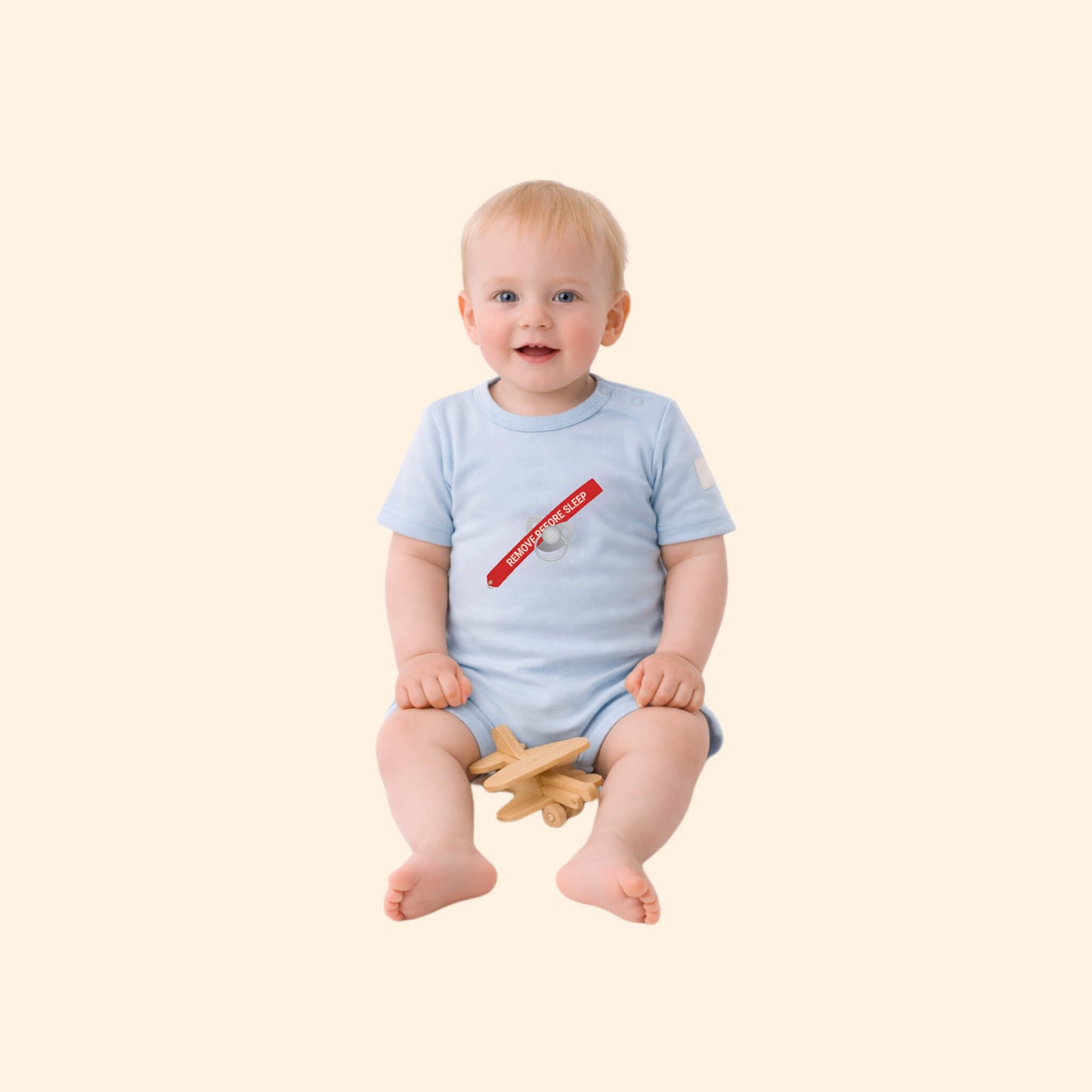 Baby Short Sleeve nesie with Remove Before Sleep text