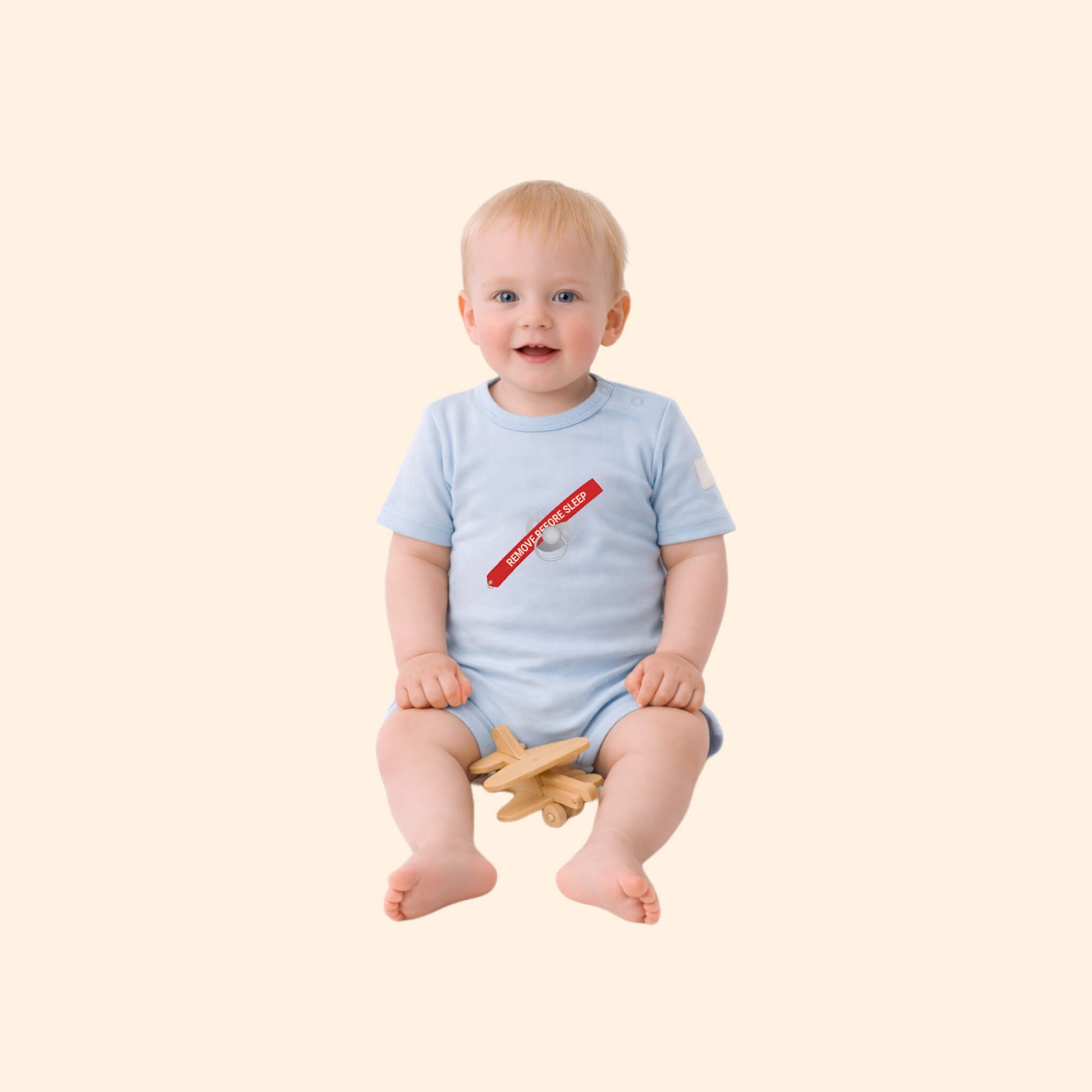 Baby Short Sleeve nesie with Remove Before Sleep text
