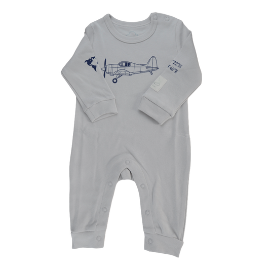 Baby Sleepsuit Long Sleeve Cotton Aviation - 100% Combed Cotton Italian Design Footless 0-24M