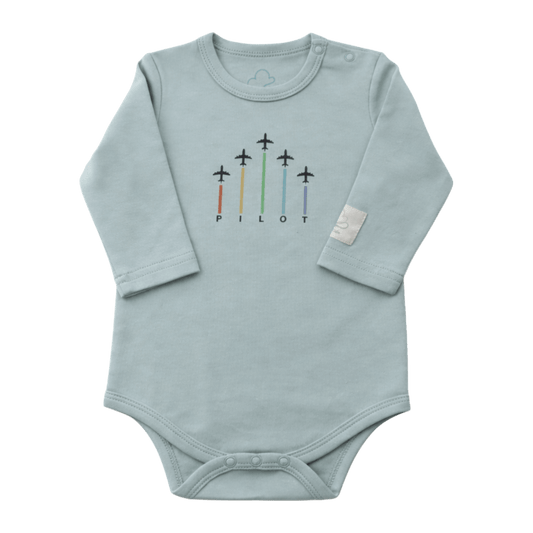 Baby Pilot Bodysuit Long Sleeve Aerobatic - Aviation 100% Cotton Italian Design 0-24M