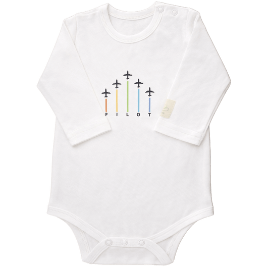 Baby Pilot Bodysuit Long Sleeve - 100% Cotton Italian Design 0-24M