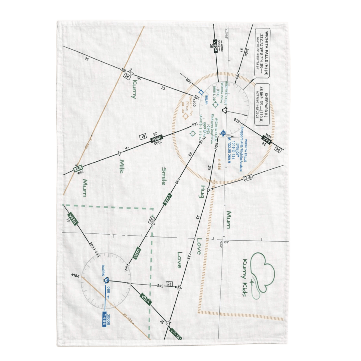 Muslin Blanket Baby Aviation Map Design - Soft Italian 110x160cm 0-36M