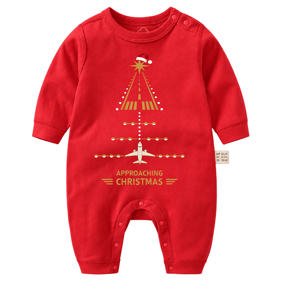Red Aviation Christmas Baby Romper – Runway Approach Design