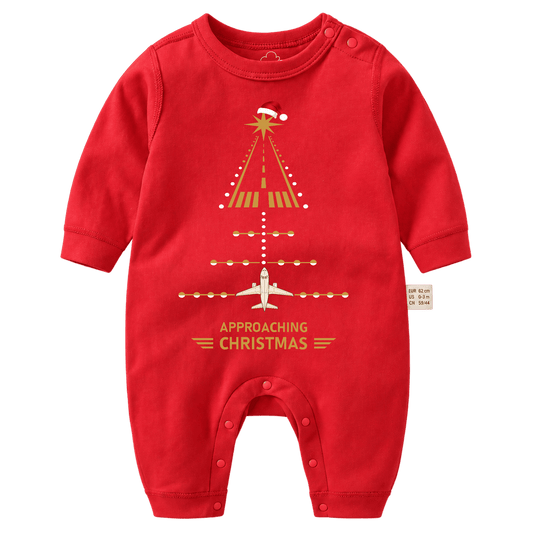Red Aviation Christmas Baby Romper – Runway Approach Design