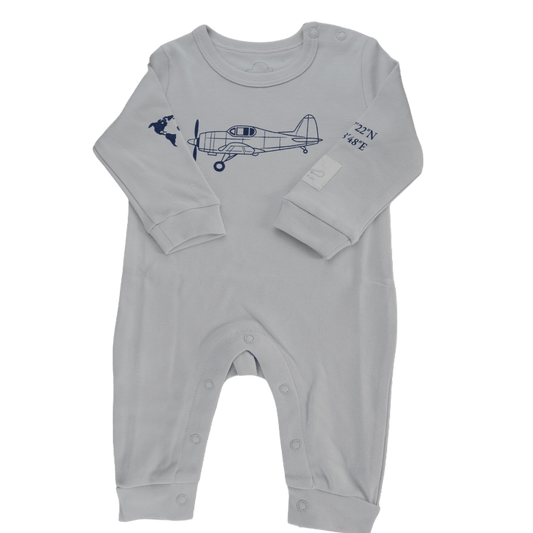 Baby Sleepsuit Long Sleeve Cotton Aviation - 100% Combed Cotton Italian Design Footless 0-24M