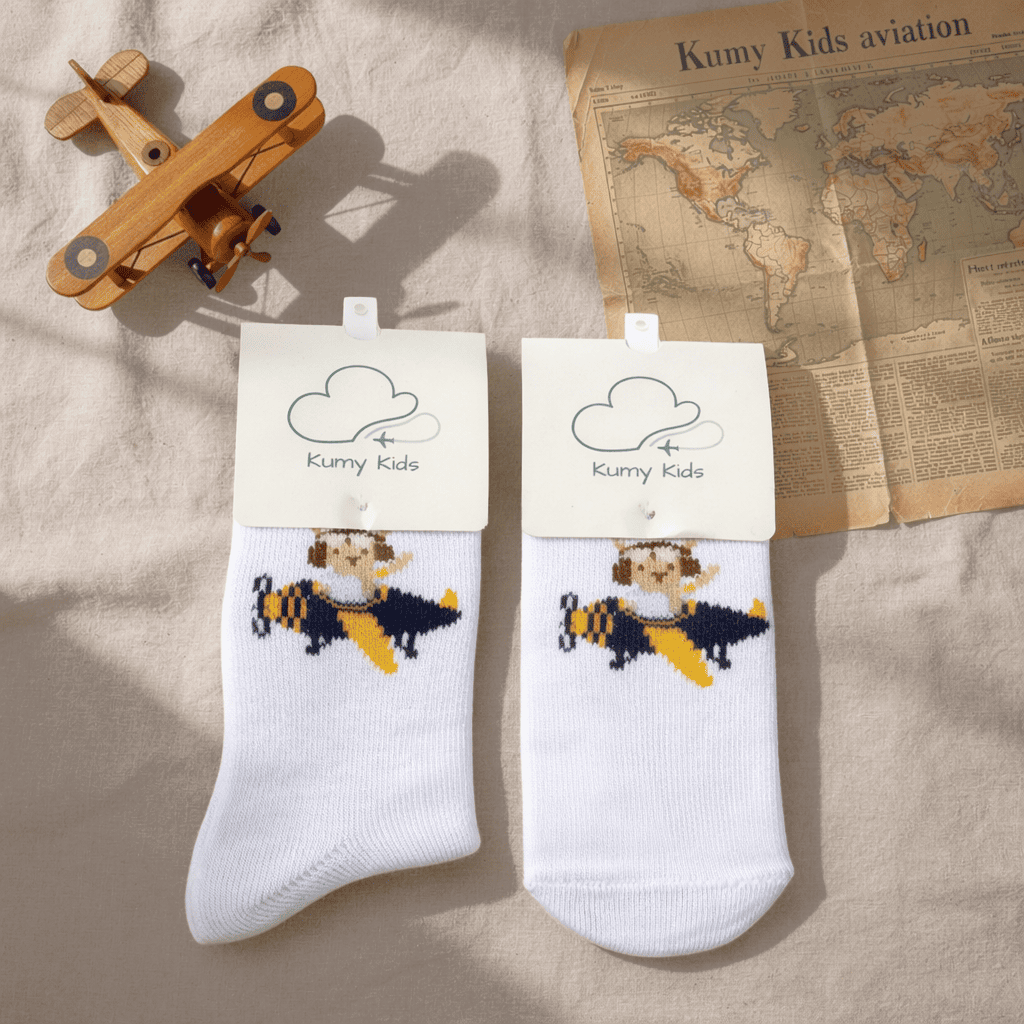 Baby Cotton Socks  Aviation Design - Soft Ribbed Design