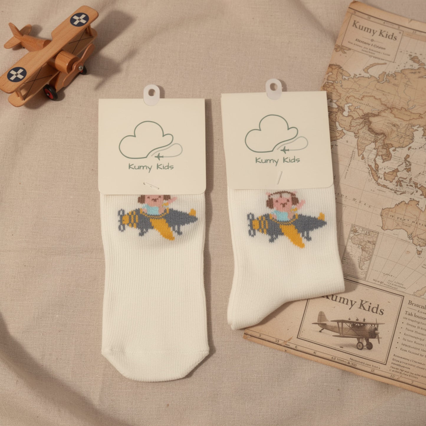 Baby Cotton Socks  Aviation Design - Soft Ribbed Design