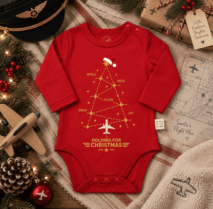Red Aviation Christmas Baby Bodysuit – Flight Path Design