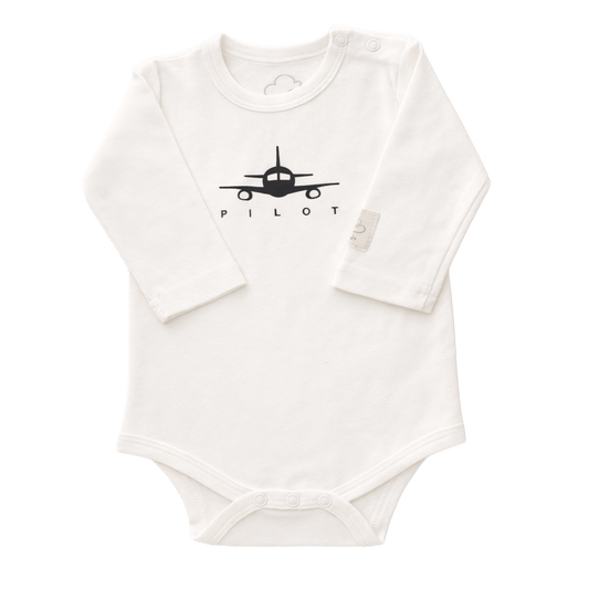 Baby Pilot Bodysuit Long Sleeve - Aviation 100% Cotton Italian Design 0-24M