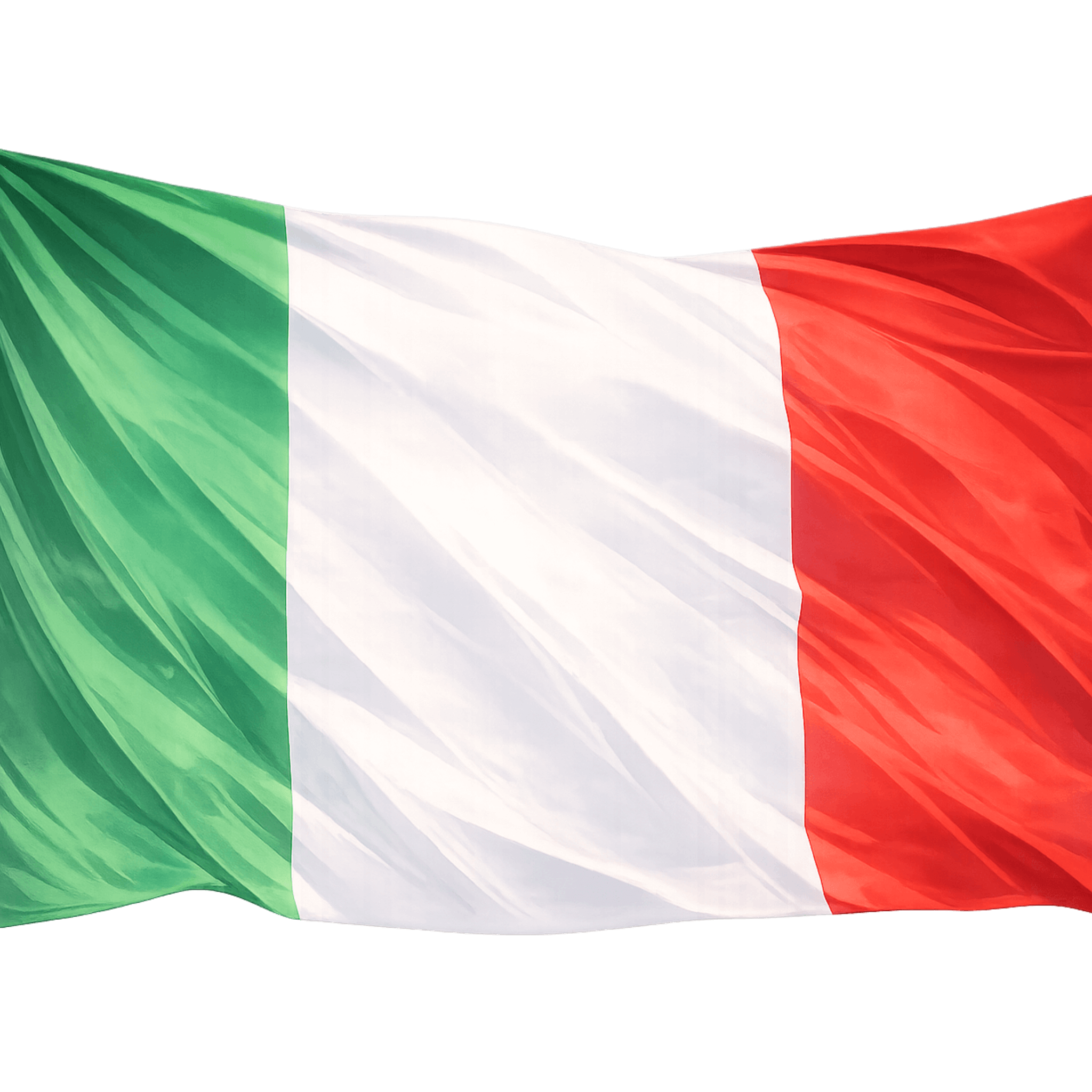 Flag of Italy with green, white, and red colors on a black background