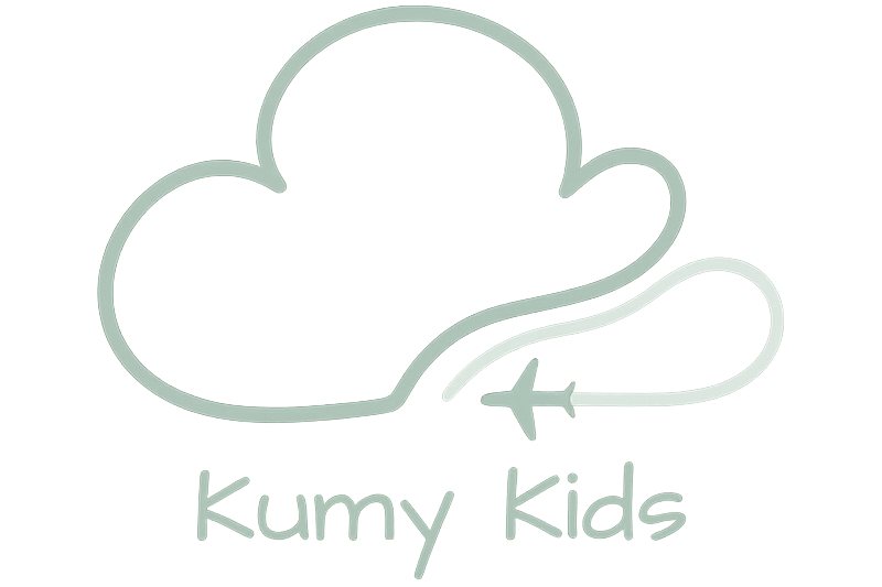 Logo of Kumy Kids with a stylized cloud and airplane