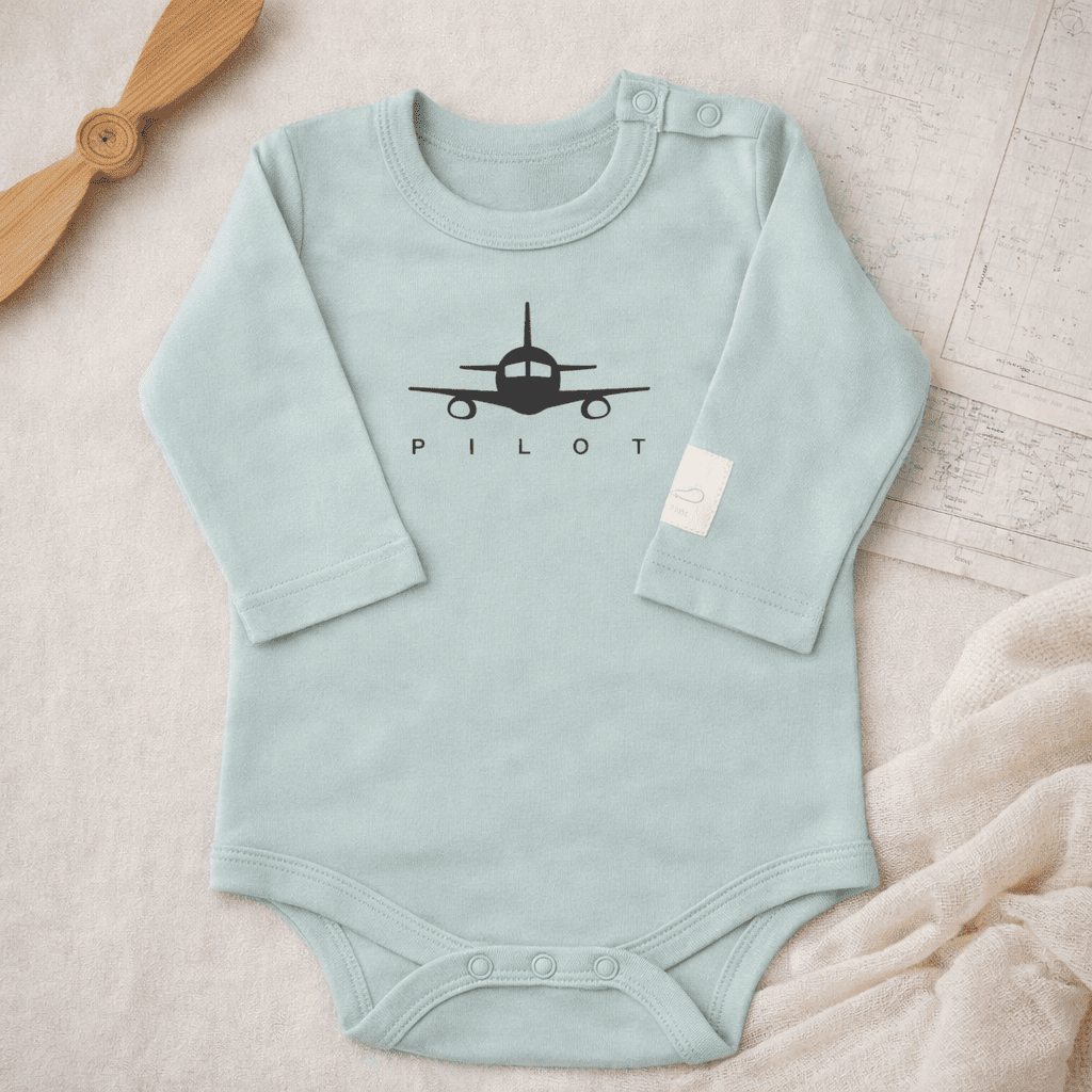 Baby Pilot Bodysuit Long Sleeve - 100% Cotton Italian Design 0-24M
