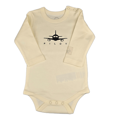 Baby Pilot Bodysuit Long Sleeve - Aviation 100% Cotton Italian Design 0-24M