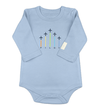 Baby Pilot Bodysuit Long Sleeve Aerobatic - Aviation 100% Cotton Italian Design 0-24M