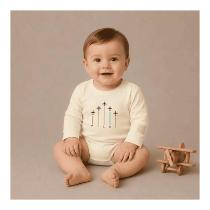 Baby Pilot Bodysuit Long Sleeve Aerobatic - Aviation 100% Cotton Italian Design 0-24M