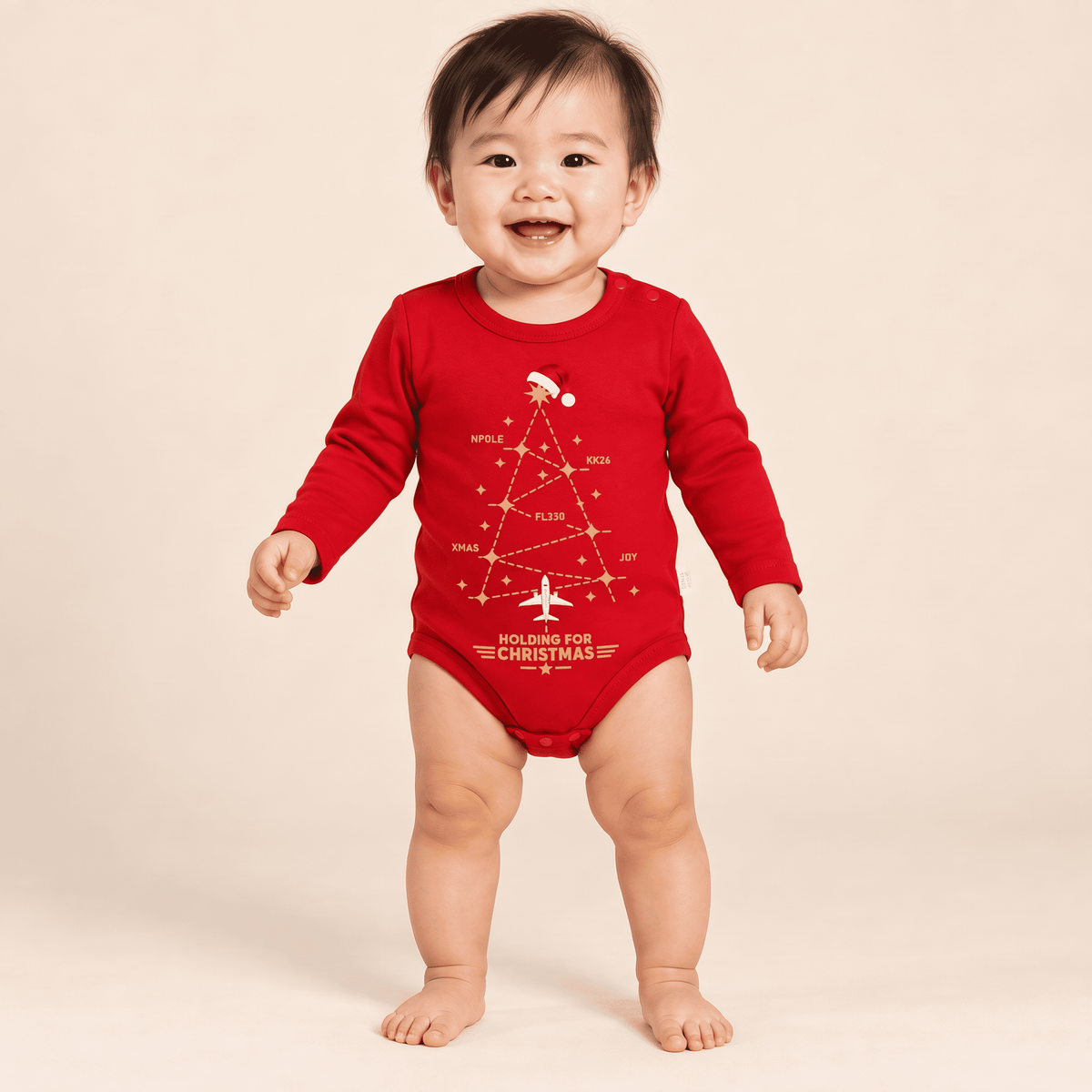Red Aviation Christmas Baby Bodysuit – Flight Path Design