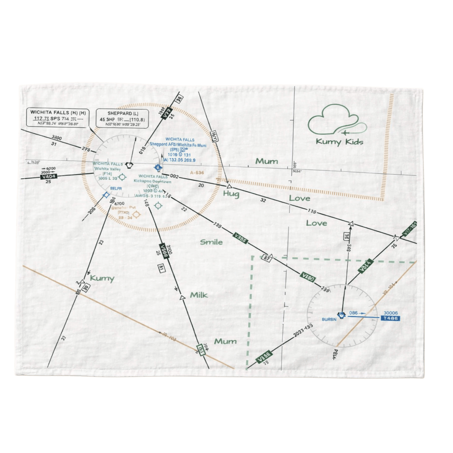 Muslin Blanket Baby Aviation Map Design - Soft Italian 110x160cm 0-36M