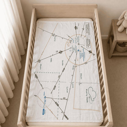 Muslin Blanket Baby Aviation Map Design - Soft Italian 110x160cm 0-36M