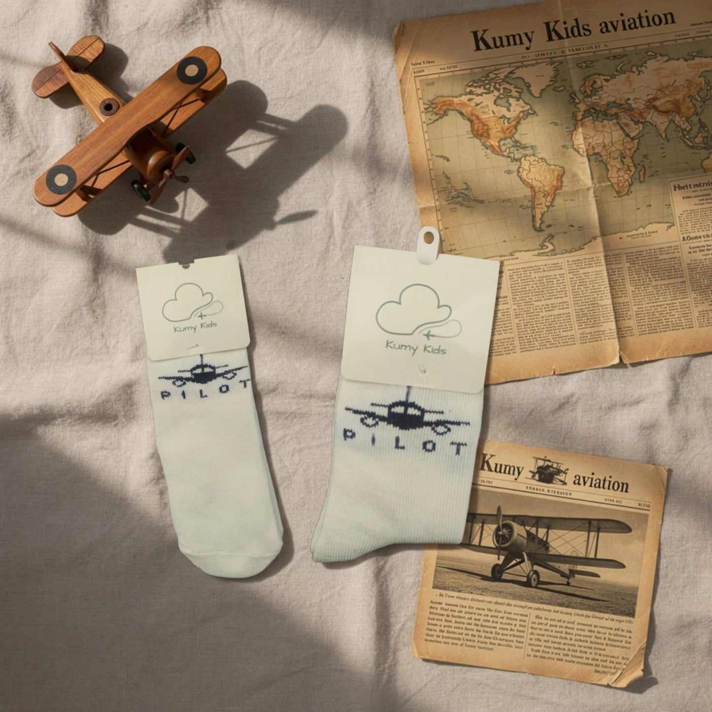 Baby Cotton Socks  Aviation Design - Soft Ribbed Design