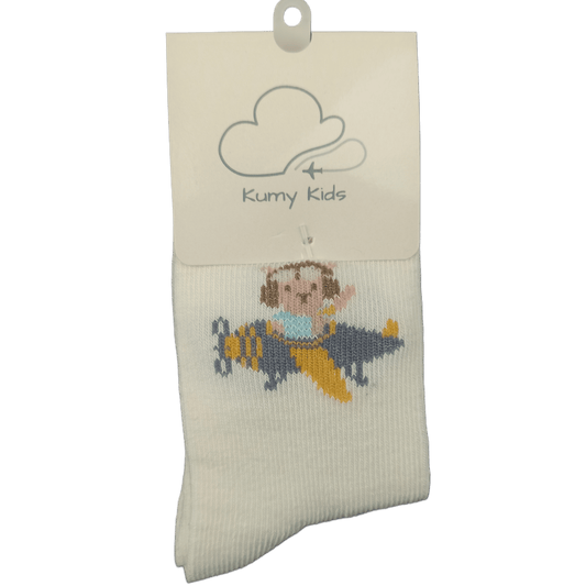 Baby Socks Cotton Teddy Pilot Aviation - Soft Ribbed Italian Design 0-24M