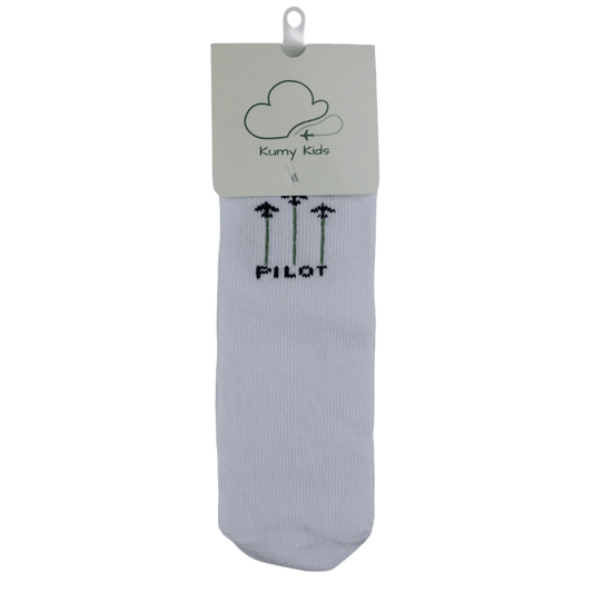 Baby Cotton Socks Pilot Aviation Design - Soft Ribbed Italian 0-24M