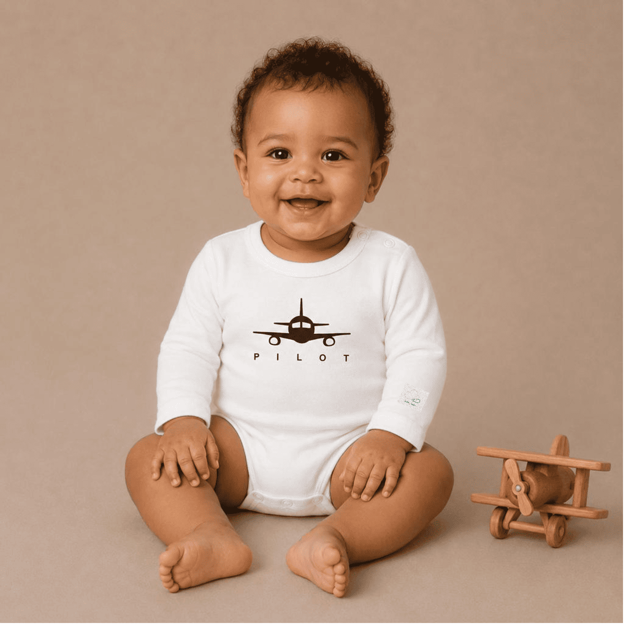 Baby Pilot Bodysuit Long Sleeve - Aviation 100% Cotton Italian Design 0-24M