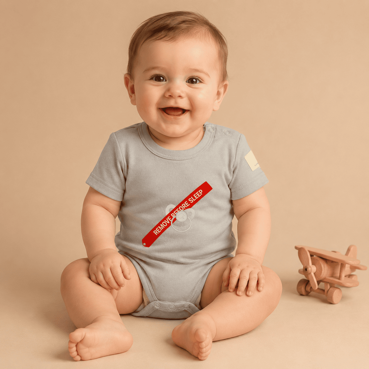 Baby Bodysuit Short Sleeve Cotton Aviation - 100% Cotton Italian Design Remove Before Sleep 0-24M