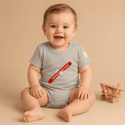 Baby Bodysuit Short Sleeve Cotton Aviation - 100% Cotton Italian Design Remove Before Sleep 0-24M