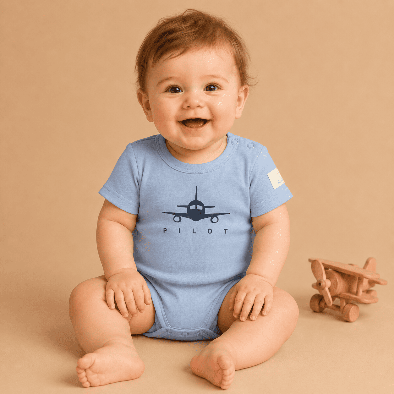 Baby Short Sleeve Aviation Bodysuit - 100% Cotton Italian Design 0-24M