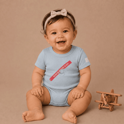 Baby Bodysuit Short Sleeve Cotton Aviation - 100% Cotton Italian Design Remove Before Sleep 0-24M