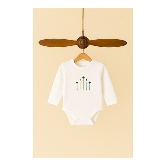 Long Sleeve Front View "Flight Patht" Baby Bodysuit – Kumy Kids®