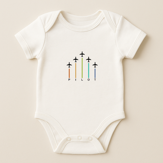 Short Sleeve “Flight Path” 100% Cotton Baby Bodysuit – Kumy Kids®
